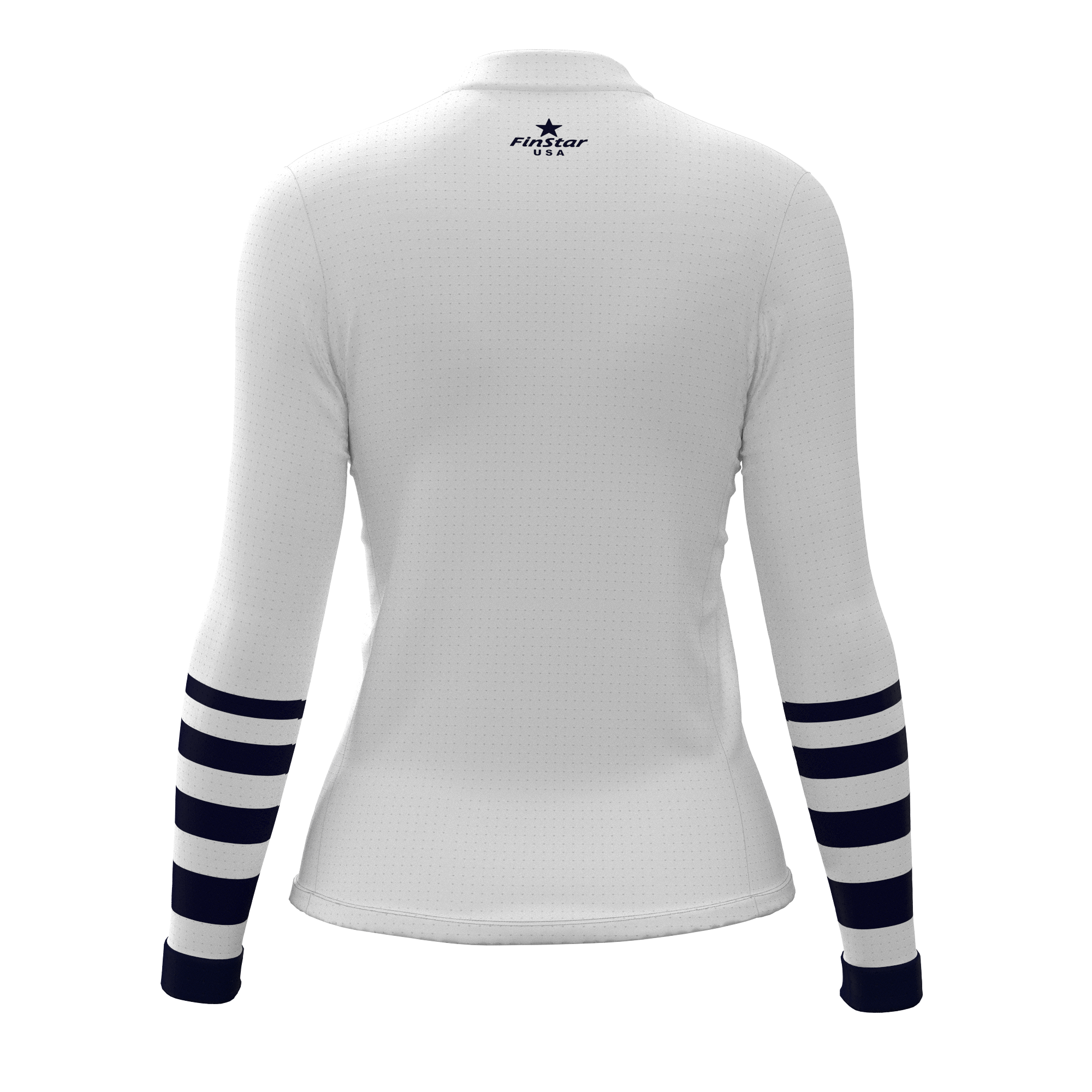 LS Rider top - White & Dark Navy Sleeve Stripes