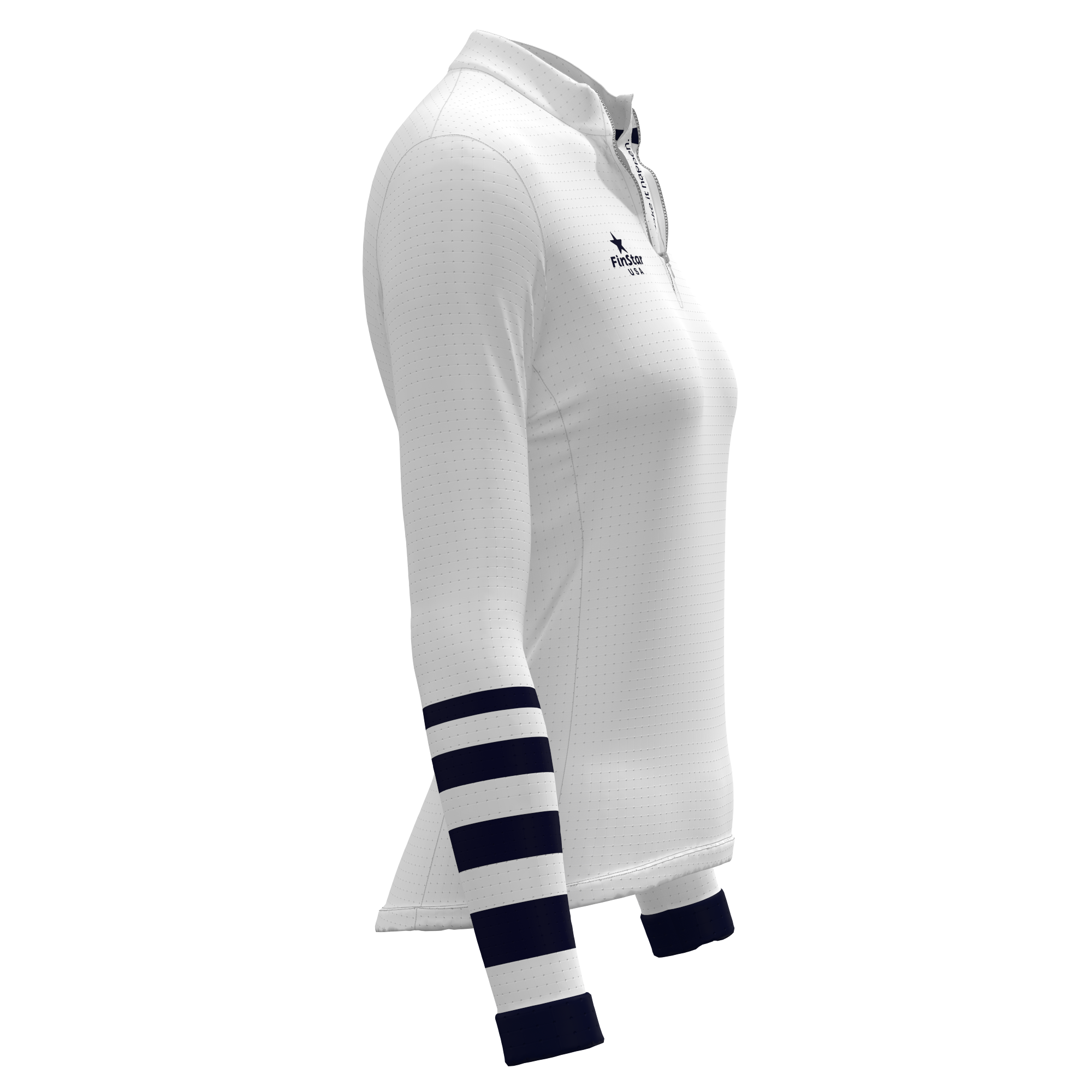 LS Rider top - White & Dark Navy Sleeve Stripes