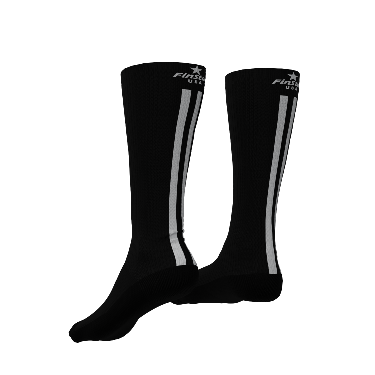 Ride Sock -  Black & Silver Race Stripes