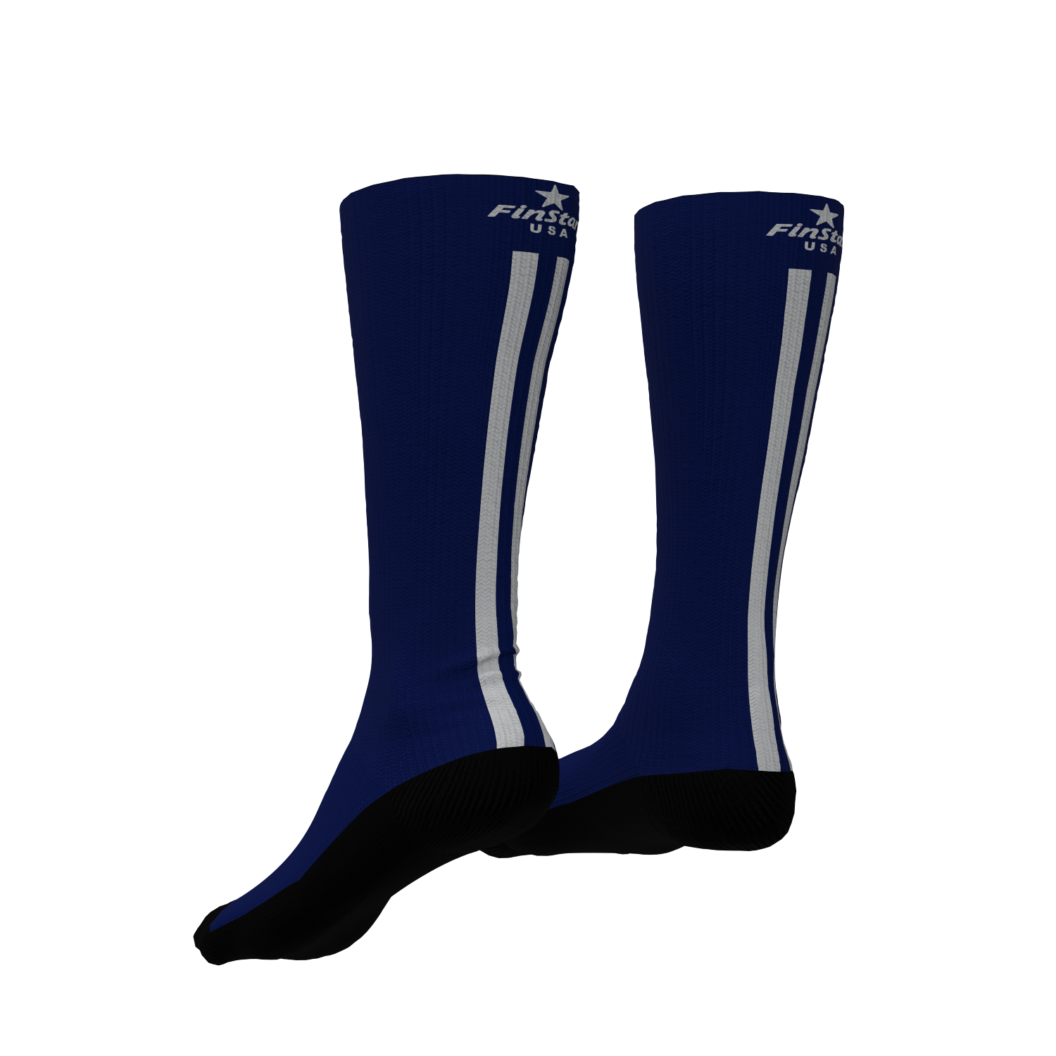 Ride Sock -  Dark Navy & Silver Race Stripes